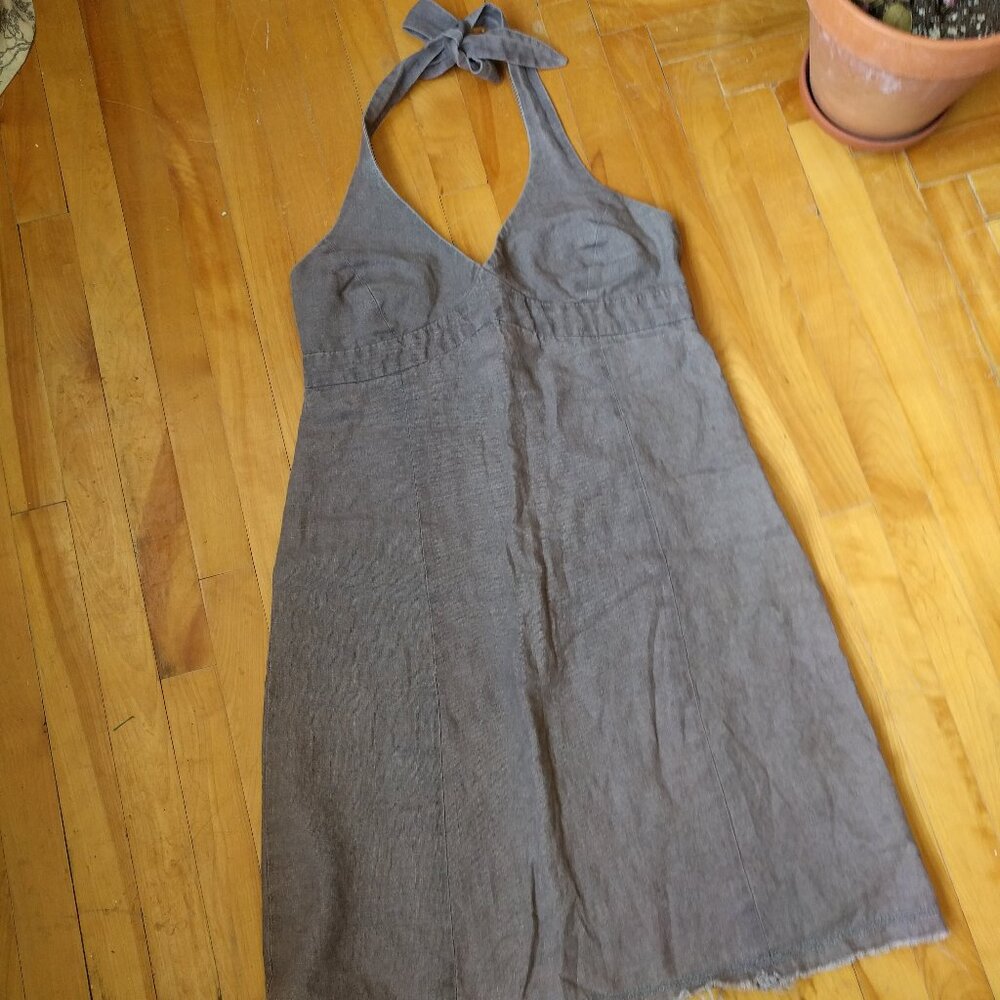 Beautiful MO851 100% Linen Halter Dress